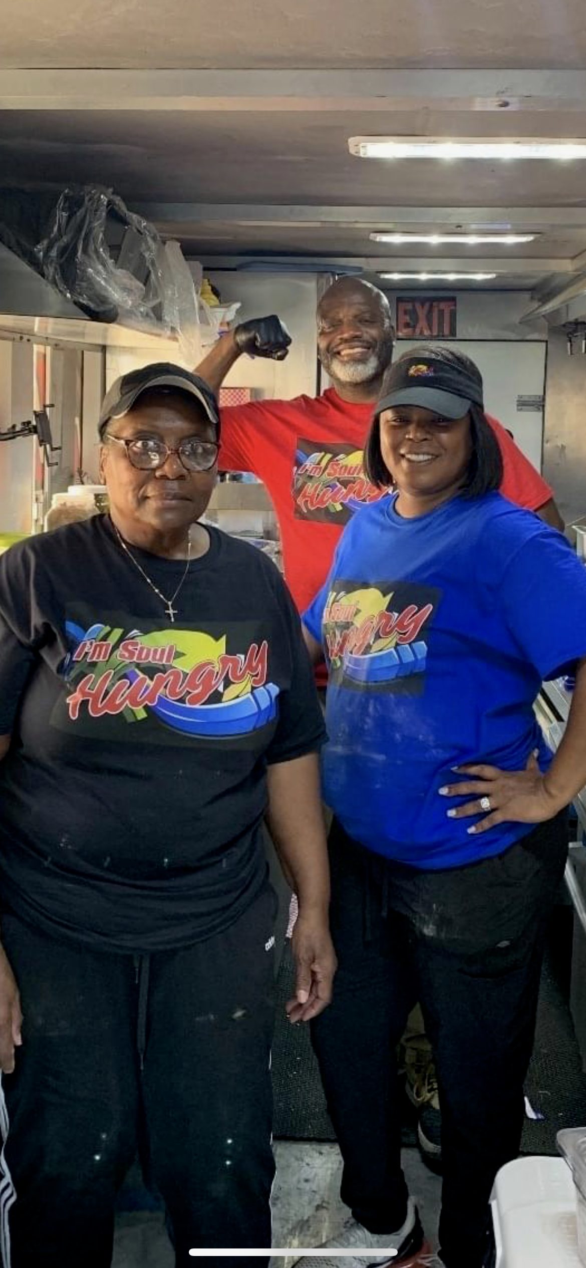 The I'm Soul Hungry family crew inside the truck